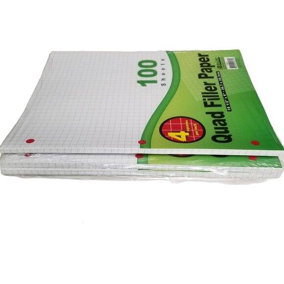 Bazic Quad Filler Graph Paper 3 Packs 100 Sheets Each 4x4 Grid 3-Hole Punched - Picture 2 of 4